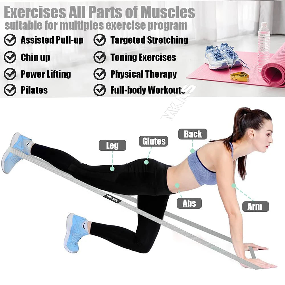 Long Resistance Loop Band Set Unisex Fitness Yoga Elastic Bands Hip Circle Thigh Squat Band Workout Gym Equipment for Home