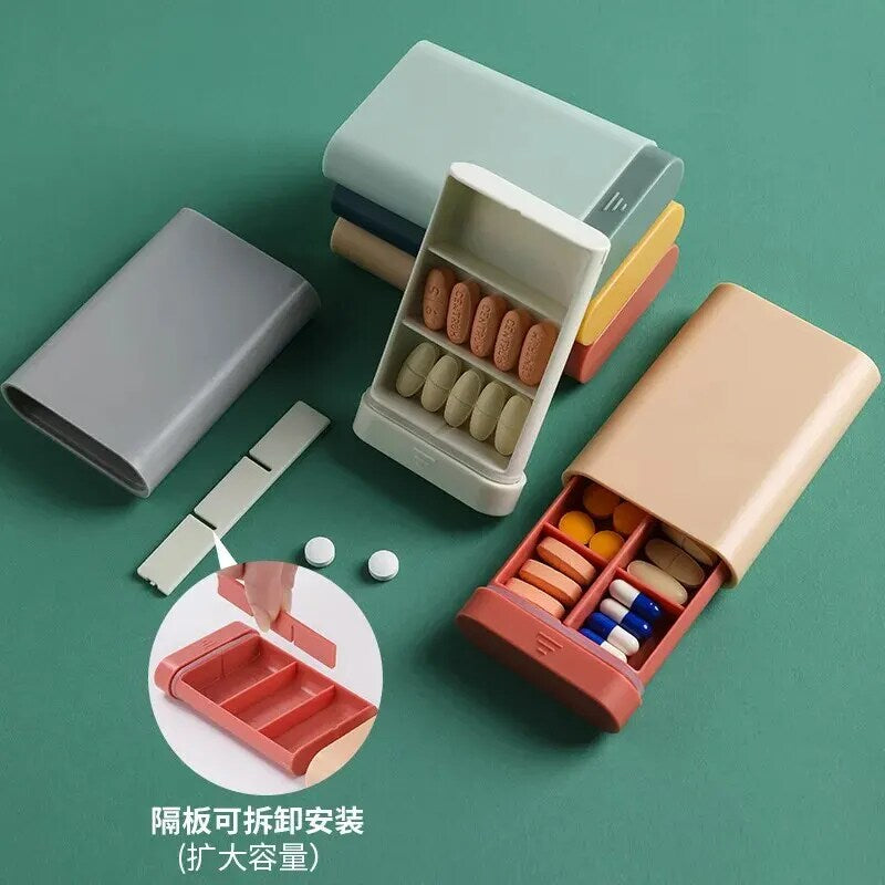 1 Pcs 6 Grids Rectangle Medicine Box Pill Box Vitamins Container Travel Pills Case Storage Capsules Tablets Fish Oils Plastic Bo