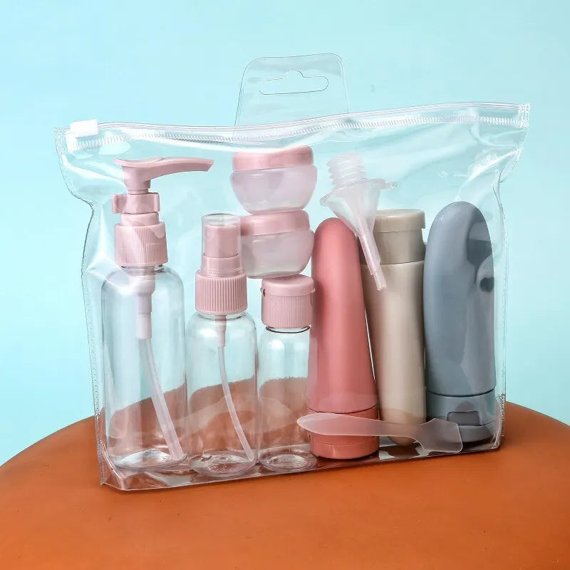 11Pcs Travel Bottles Set with Storage Bag Travel Size Empty Liquid Cream Lotion Containers Fine Mist Spray Bottle Squeeze Tubes