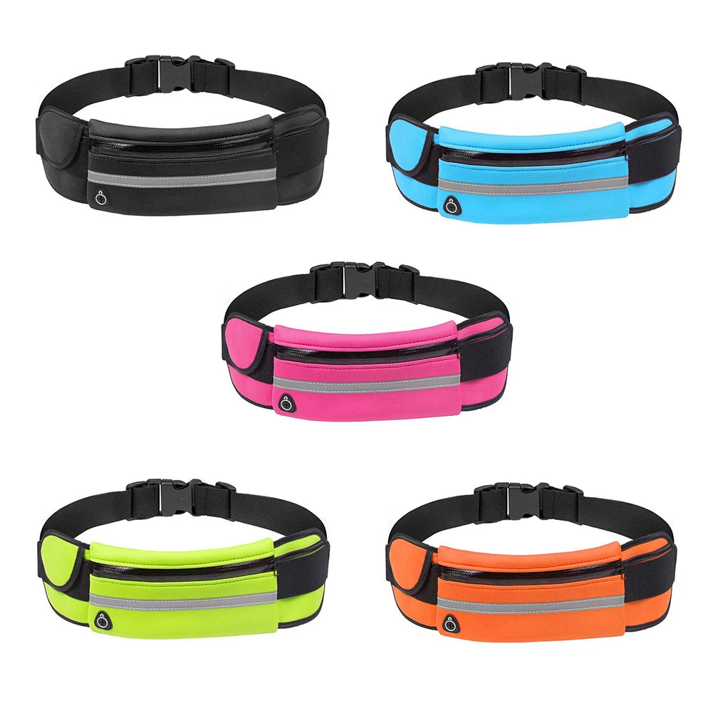 Sport Running Waist Bag for Women Men Waterproof Comfortable Gym Fanny Bag Safty Reflective Tape Cycling Phone Case Running Belt