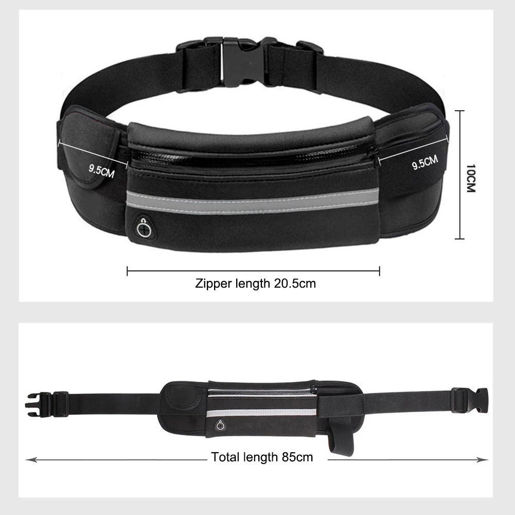 Sport Running Waist Bag for Women Men Waterproof Comfortable Gym Fanny Bag Safty Reflective Tape Cycling Phone Case Running Belt