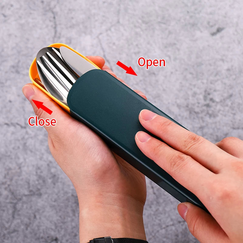 4Pcs Tableware Set Outdoor Household Ultra Portable Cutlery Set Stainless Steel Knife Fork Spoon Chopsticks Travel Camping Carry