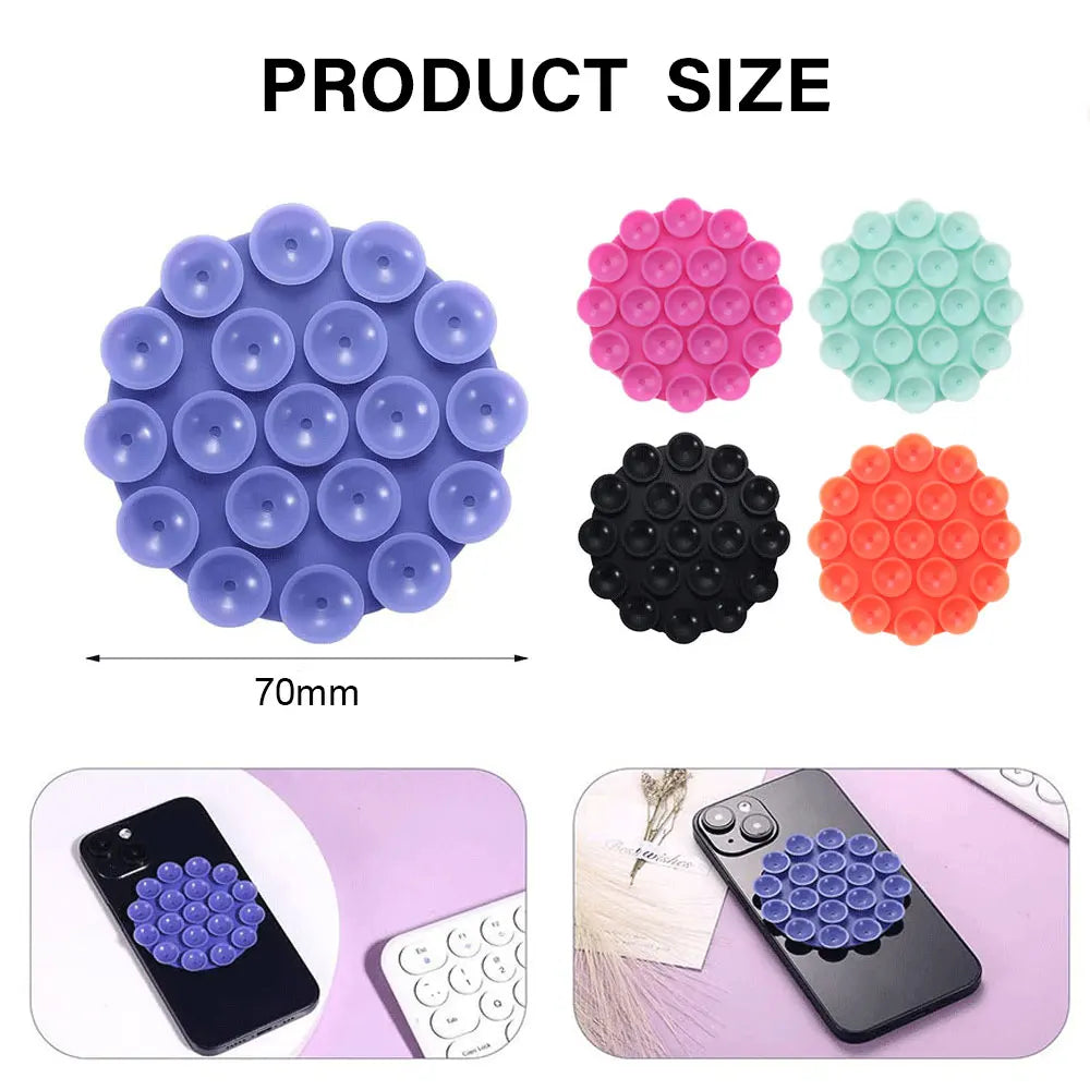 Silicone World round Silicone Suction Cup Mobile Phone Fixing Bracket Car Mounted Holder Phone Case Anti-Slip Stand Fixed Pad