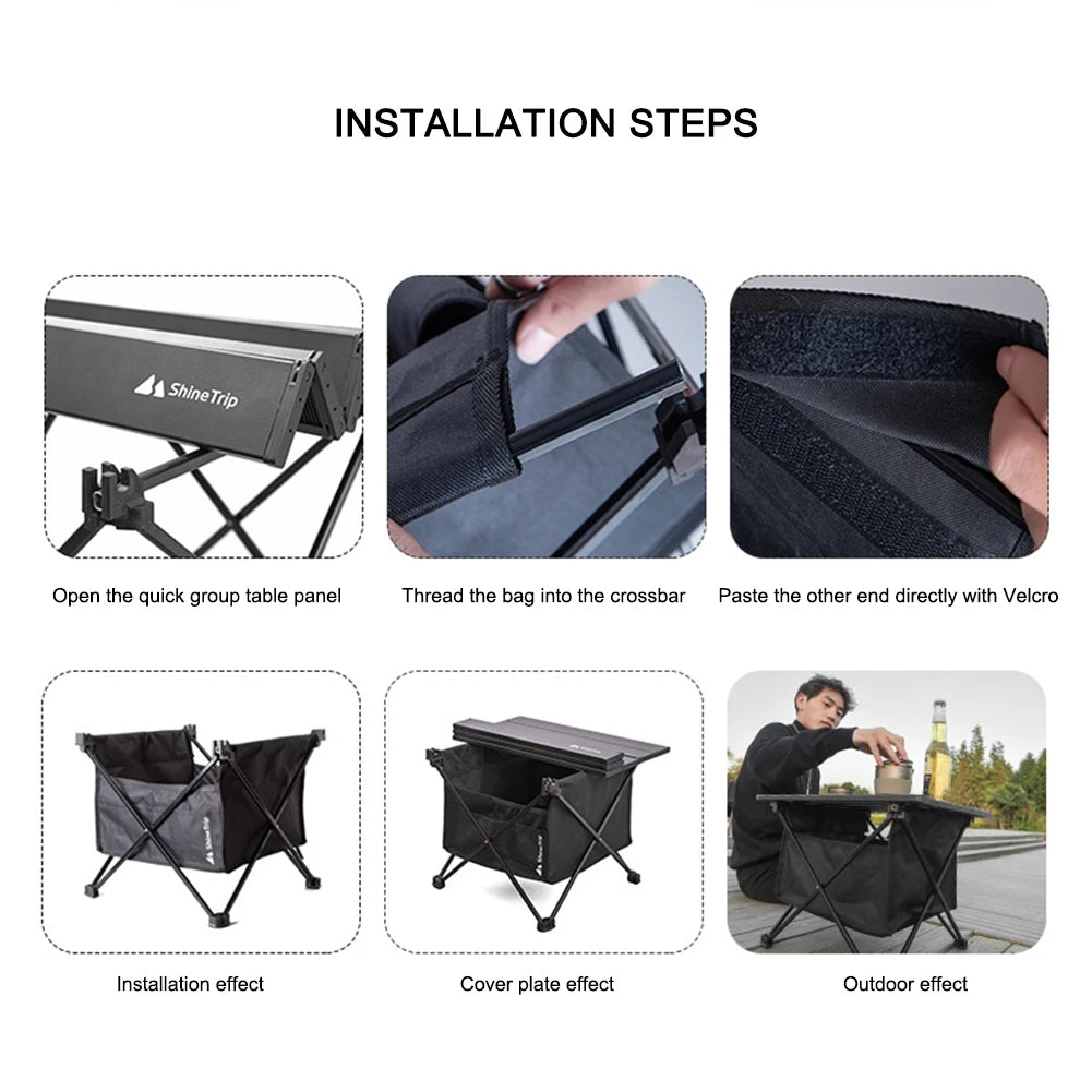 Shinetrip Folding Table Sundry Storage Shelf Bag Picnic Camping BBQ Stuff Storage Bag Portable Outdoor Table Rack Hanging Pocket