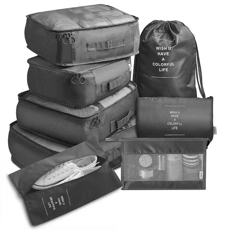 7-Piece Set Travel Bag Organizer Clothes Luggage Travel Organizer Blanket Shoes Organizers Bag Suitcase Pouch Packing Cubes