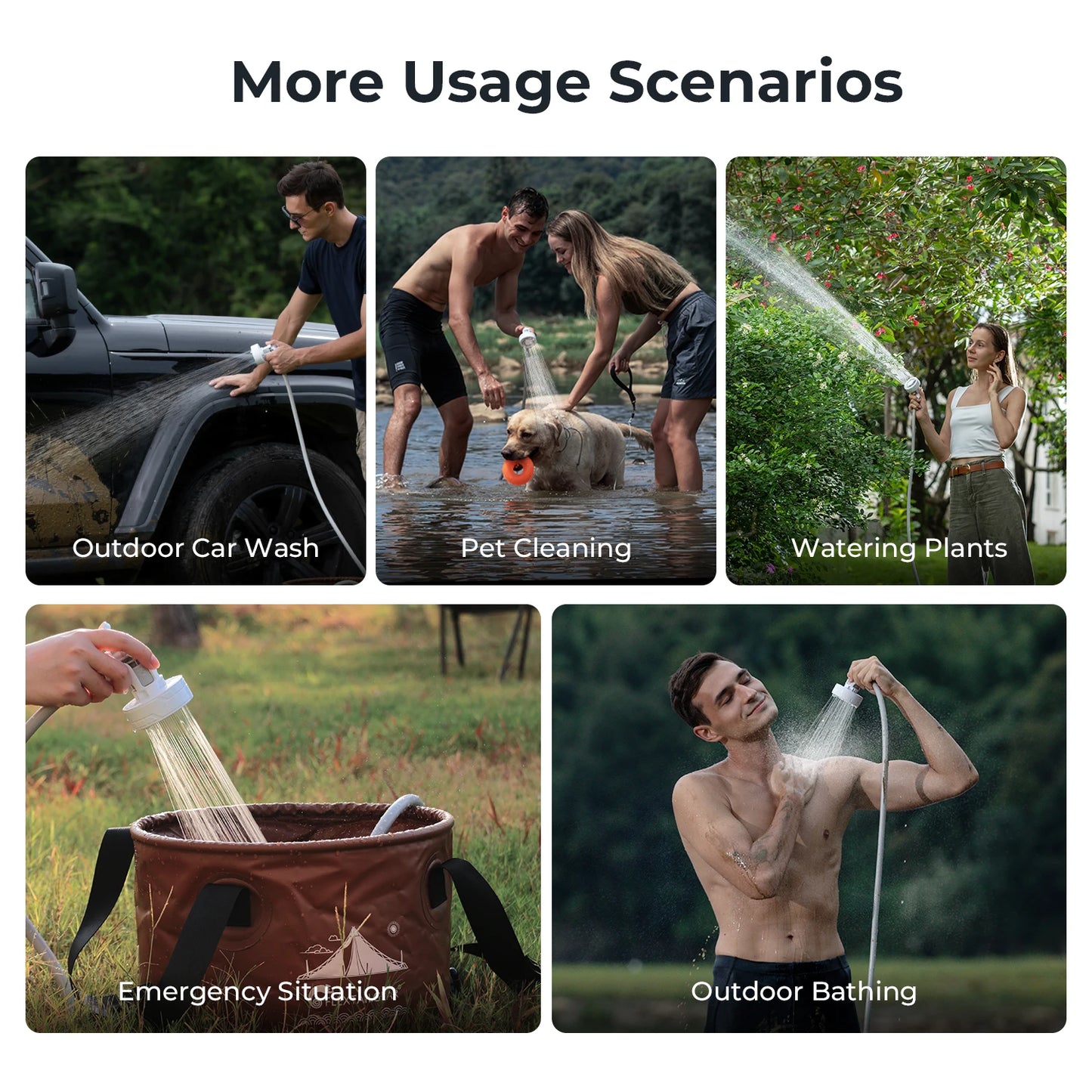 Outdoor Camping Shower Portable Electric Shower Pump IPX7 Waterproof for Outdoor Shower, Car Wash, Dishwashing, Pet
