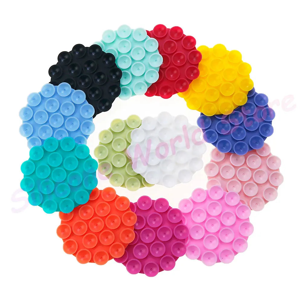 Silicone World round Silicone Suction Cup Mobile Phone Fixing Bracket Car Mounted Holder Phone Case Anti-Slip Stand Fixed Pad