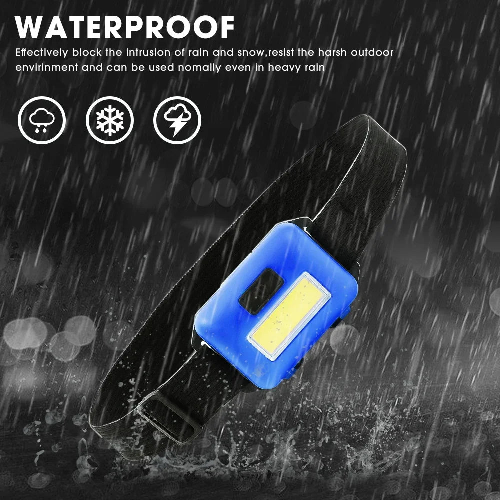 Mini COB Headlight Portable Ledheadlamp Waterproof Head Front Light with 3 Modes Lighting Outdoor Camping Hiking Head Flashlight