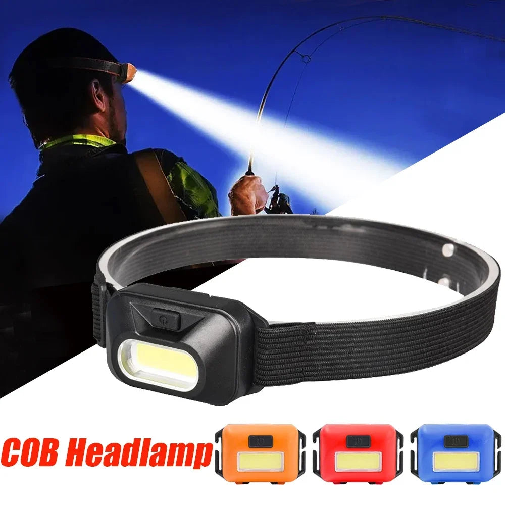 Mini COB Headlight Portable Ledheadlamp Waterproof Head Front Light with 3 Modes Lighting Outdoor Camping Hiking Head Flashlight