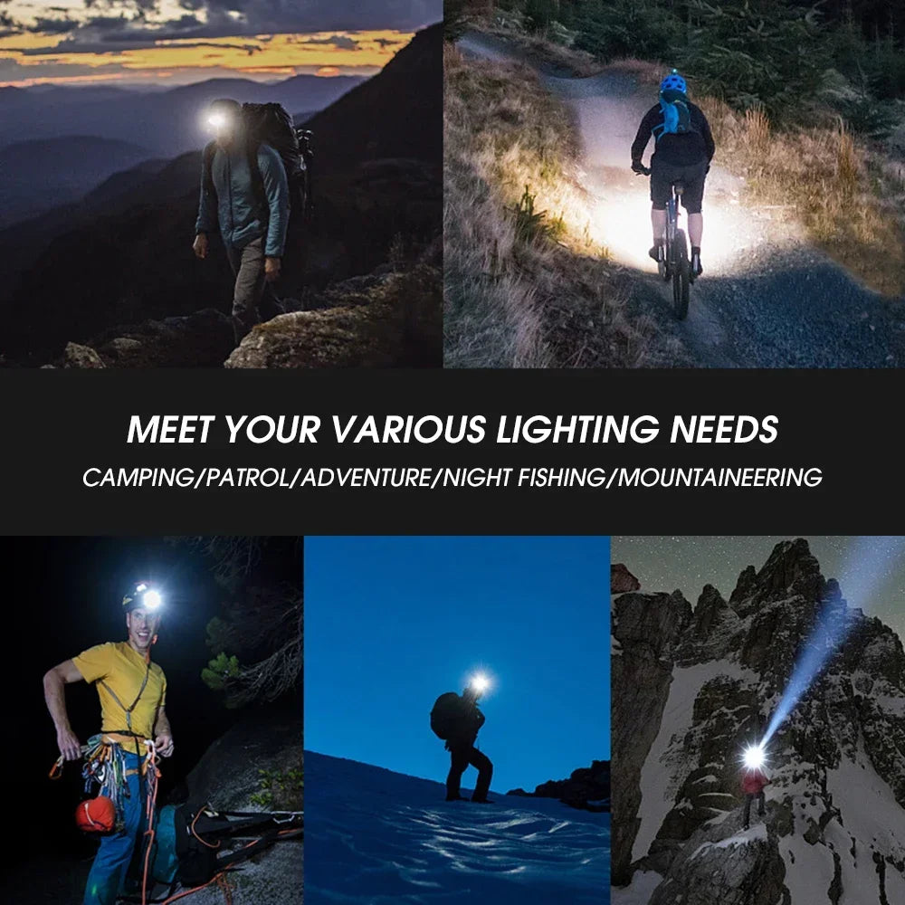 Mini COB Headlight Portable Ledheadlamp Waterproof Head Front Light with 3 Modes Lighting Outdoor Camping Hiking Head Flashlight