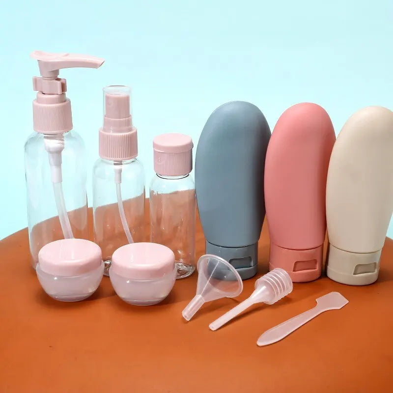 11Pcs Travel Bottles Set with Storage Bag Travel Size Empty Liquid Cream Lotion Containers Fine Mist Spray Bottle Squeeze Tubes
