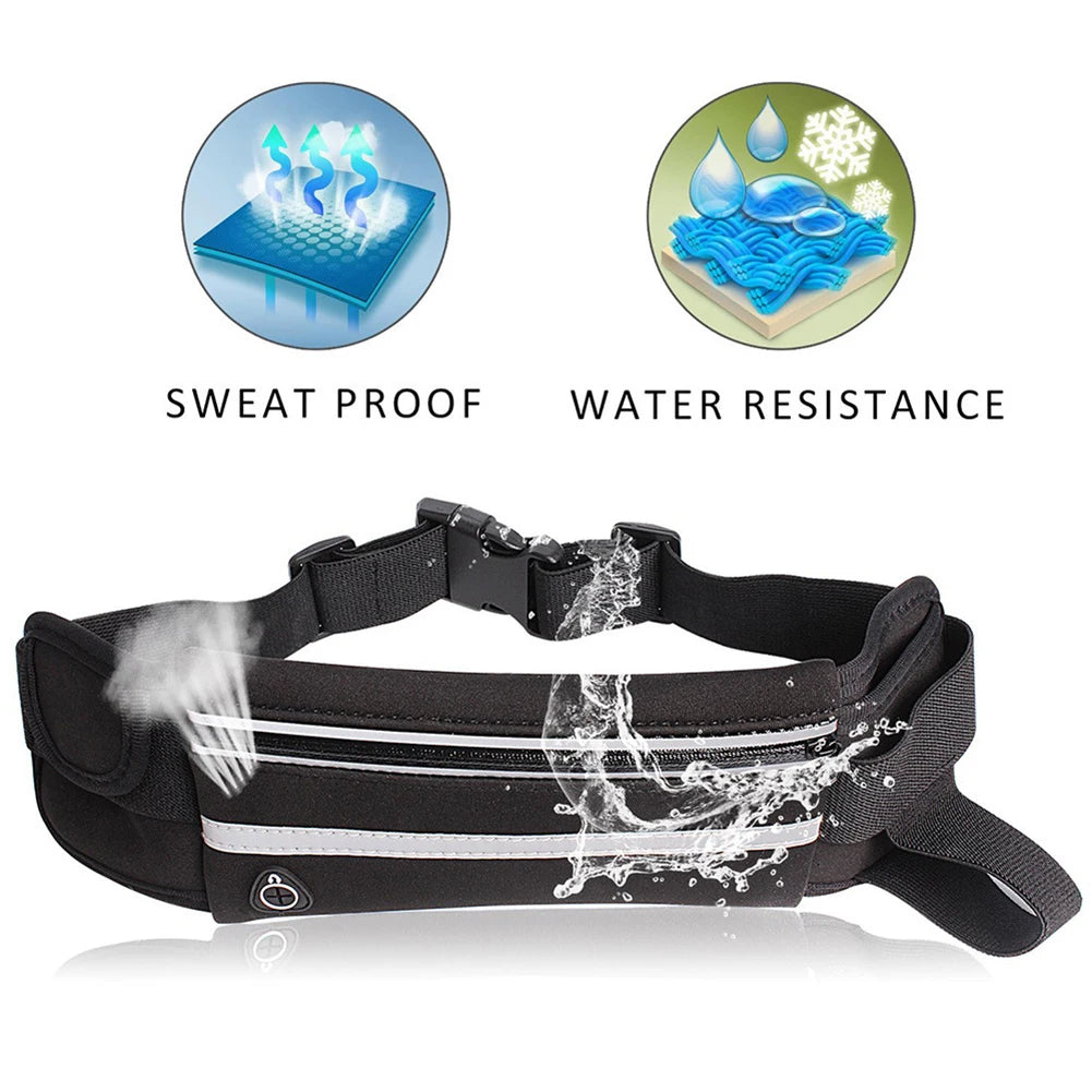 Sport Running Waist Bag for Women Men Waterproof Comfortable Gym Fanny Bag Safty Reflective Tape Cycling Phone Case Running Belt