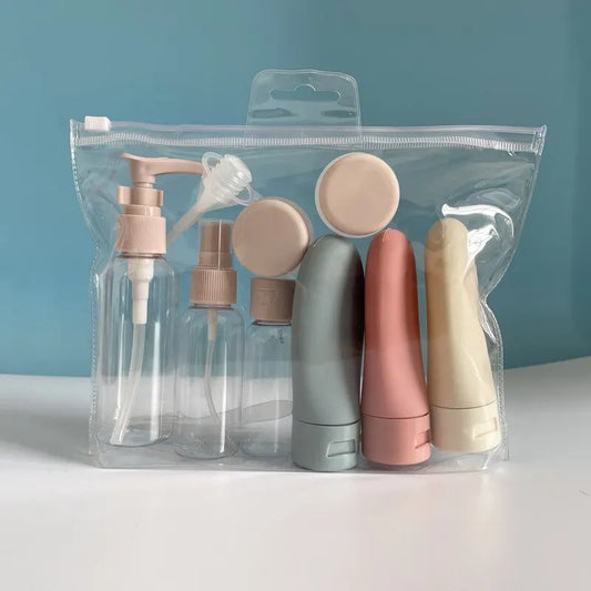 11Pcs Travel Bottles Set with Storage Bag Travel Size Empty Liquid Cream Lotion Containers Fine Mist Spray Bottle Squeeze Tubes