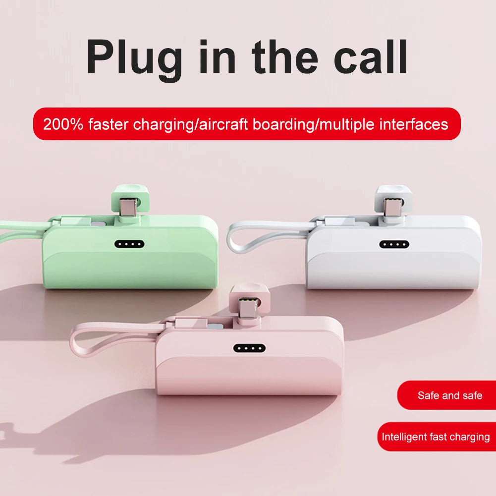 5000Mah Wireless Power Bank Type-C/For Iphone External Battery Pack 2.1A Fast Charging Portable Emergency Battery Backup Charger
