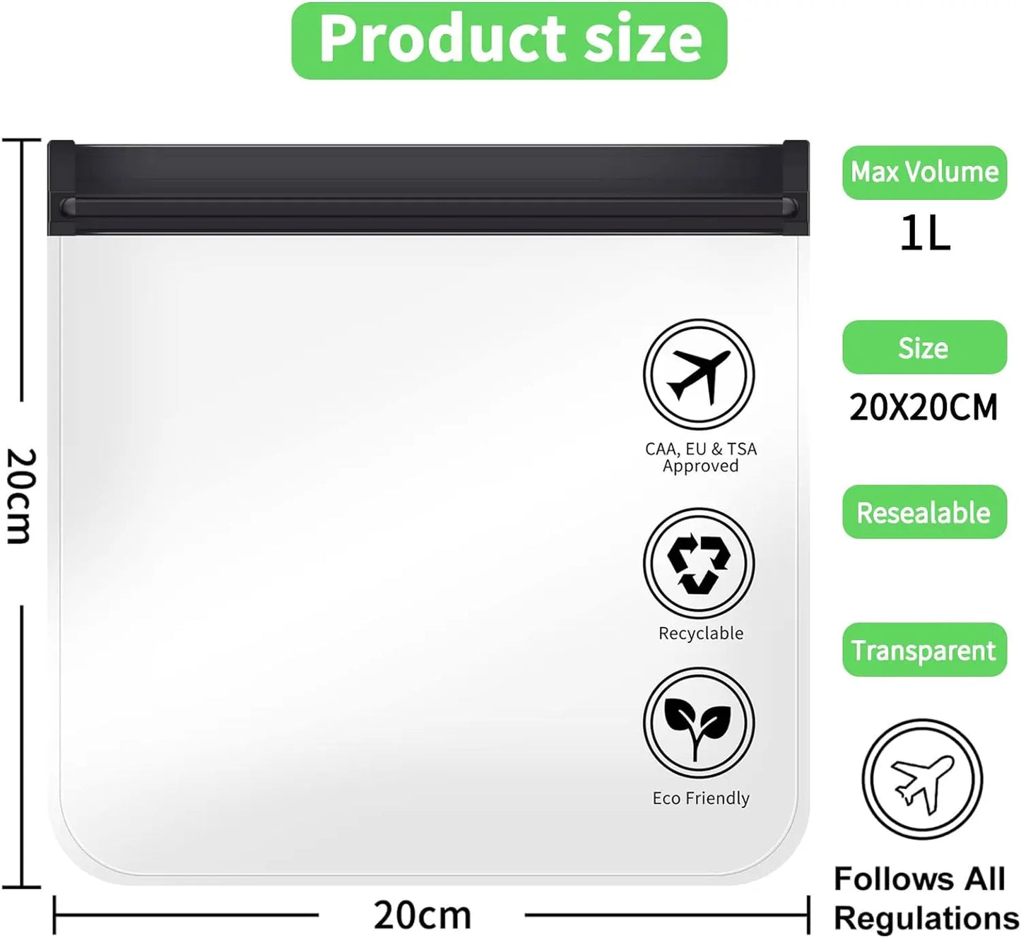 1/4Pcs Transparent Travel Use TSA Approved Cosmetic Bags Waterproof Luggage Make up Liquid Leakproof Resealable EVA Toiletry Bag