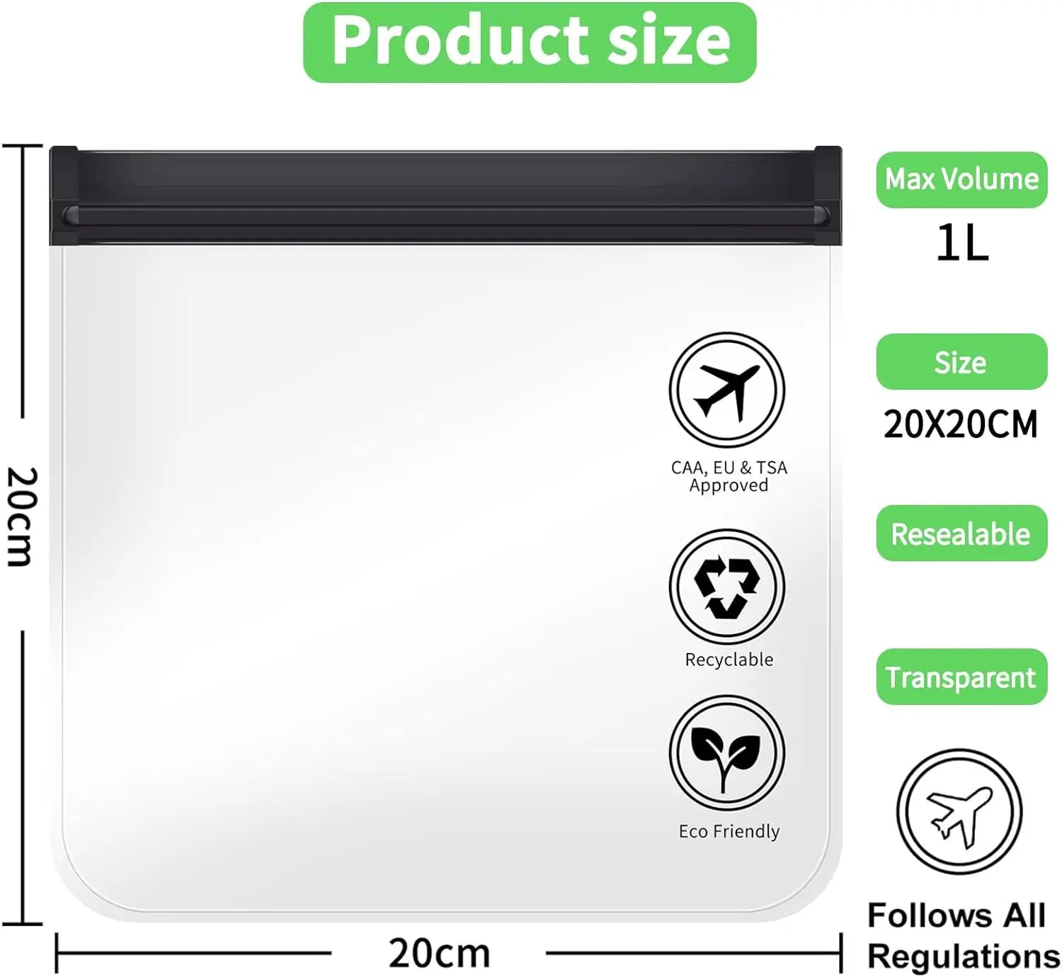 1/4Pcs Transparent Travel Use TSA Approved Cosmetic Bags Waterproof Luggage Make up Liquid Leakproof Resealable EVA Toiletry Bag
