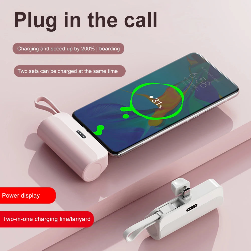 5000Mah Wireless Power Bank Type-C/For Iphone External Battery Pack 2.1A Fast Charging Portable Emergency Battery Backup Charger