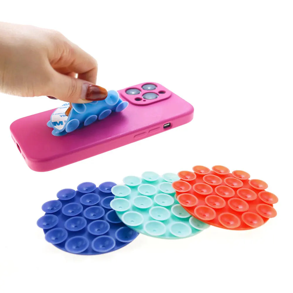 Silicone World round Silicone Suction Cup Mobile Phone Fixing Bracket Car Mounted Holder Phone Case Anti-Slip Stand Fixed Pad