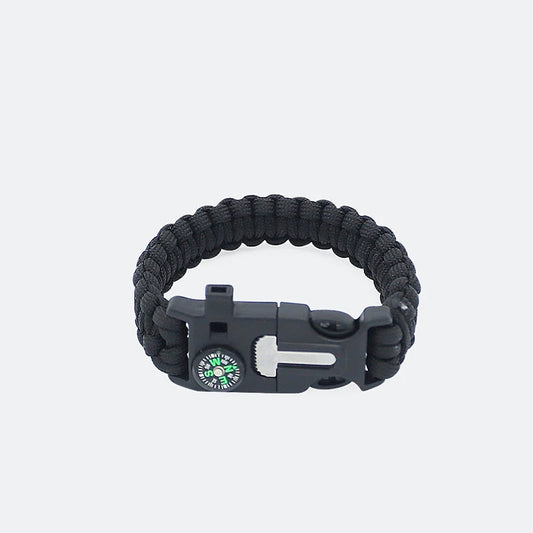 5 in 1 Multi-Functional Outdoor Survival Bracelet Compass Fire Rod Whistle Scraper Camping Rescue Hand Rope