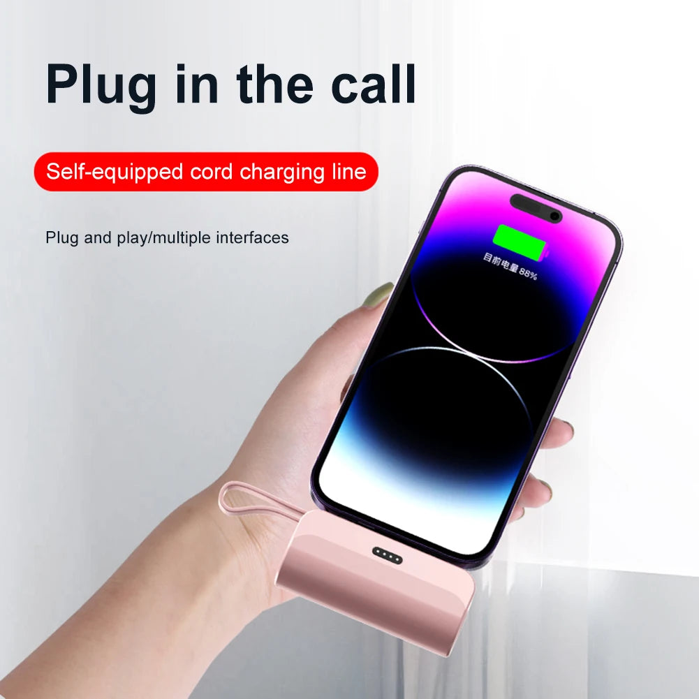 5000Mah Wireless Power Bank Type-C/For Iphone External Battery Pack 2.1A Fast Charging Portable Emergency Battery Backup Charger