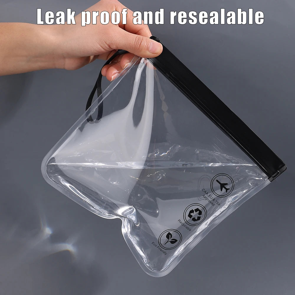 1/4Pcs Transparent Travel Use TSA Approved Cosmetic Bags Waterproof Luggage Make up Liquid Leakproof Resealable EVA Toiletry Bag